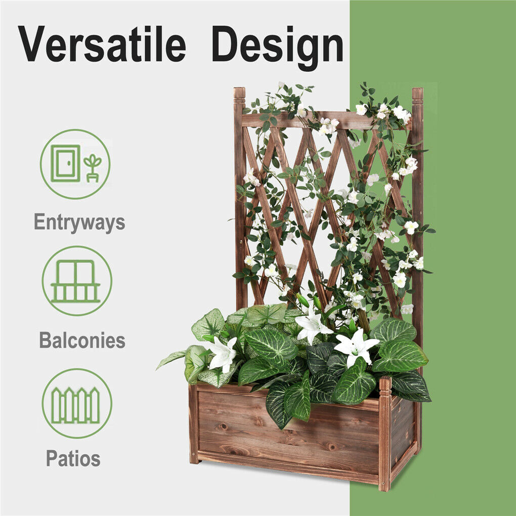 Large Raised Garden Bed Planter Box with Trellis Flower Climbing Indoor Outdoor