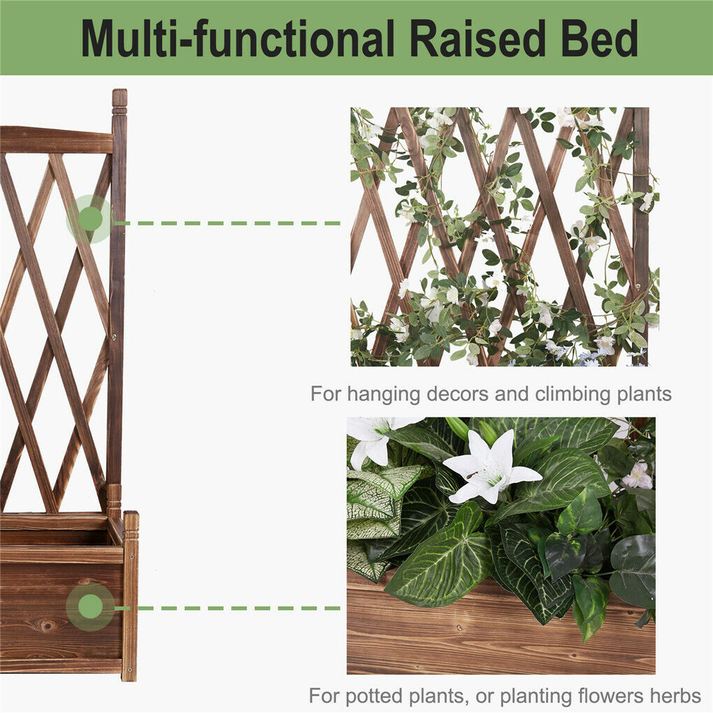 Large Raised Garden Bed Planter Box with Trellis Flower Climbing Indoor Outdoor