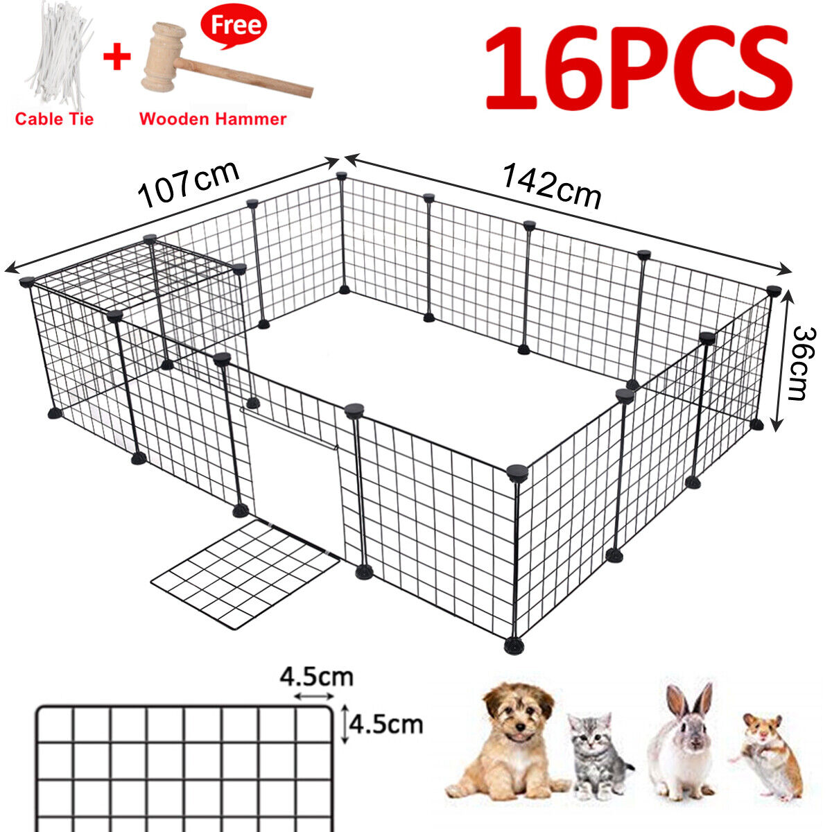 10/12/16PCS Pet Dog Playpen DIY Metal Cage Fence Foldable Enclosure Play Pen AU