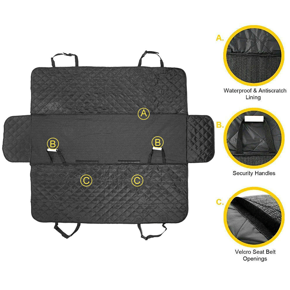 Nonslip Pet Car Back Seat Cover Cat Dog Waterproof Protector Hammock Mat Black