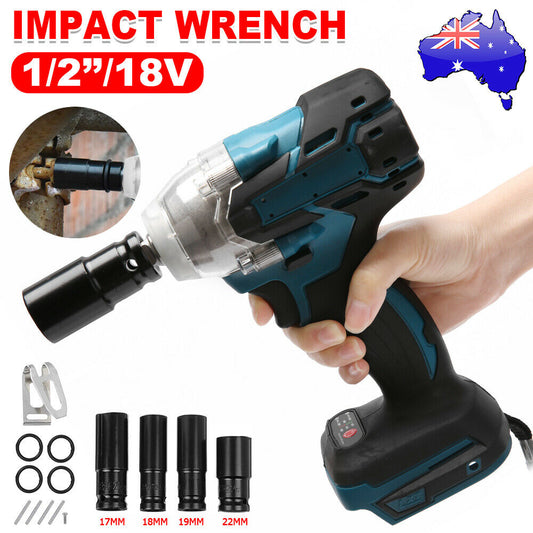 1/2" Driver Brushless Cordless Impact Wrench Rattle Gun w/ Socket For Makita 18V