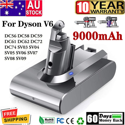 9000mAh For Dyson V6 Battery Fluffy DC58 DC59 DC61 DC62 DC72 SV09 SV03 SV04 SV06