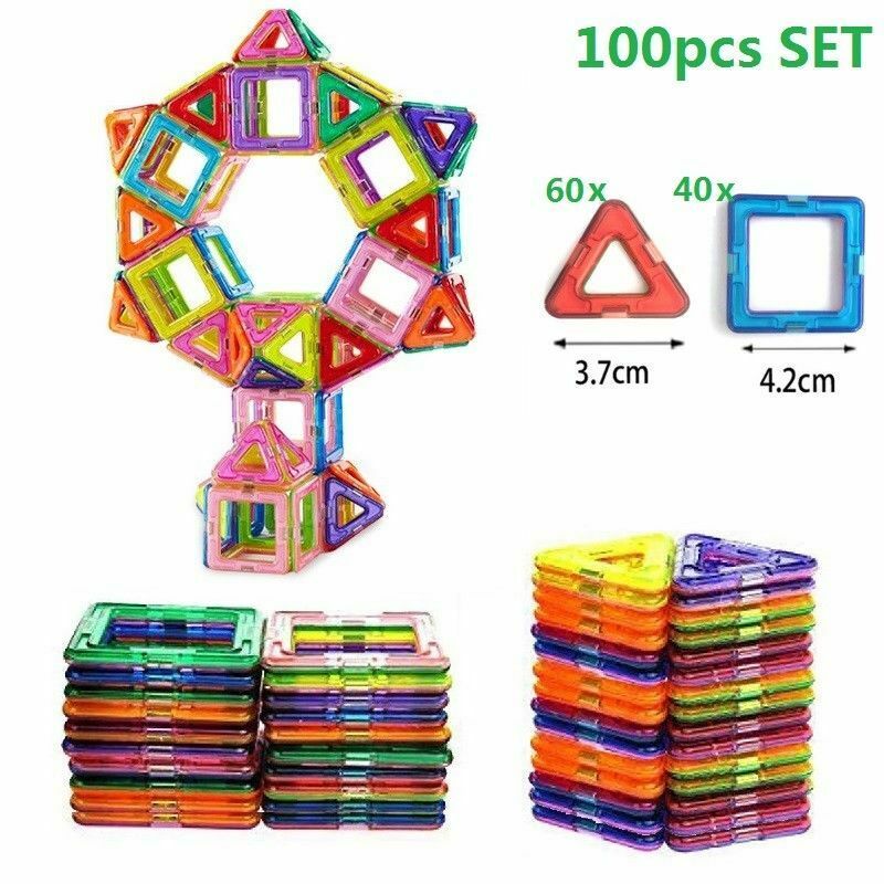 100 Piece Kids Magnetic Blocks Building Toys For Boy Girls Magnet Mini Tiles Kit