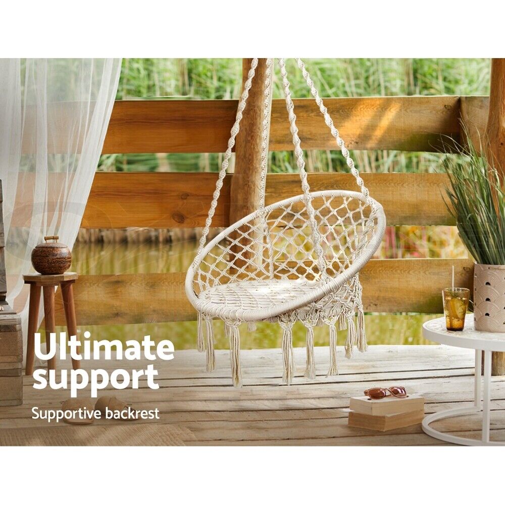 Gardeon Hammock Chair Outdoor Swing Chair Hanging Bed Cotton Indoor