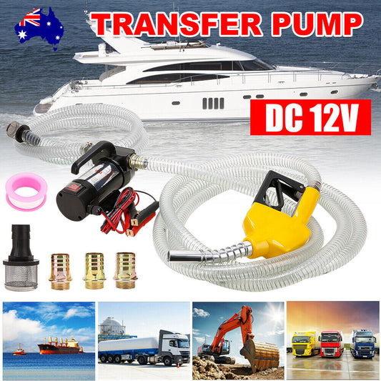 DC 12V Electric Bowser Transfer Pump Extractor Diesel Oil Fuel Auto Car Vehicle