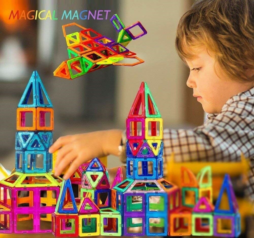 100 Piece Kids Magnetic Blocks Building Toys For Boy Girls Magnet Mini Tiles Kit