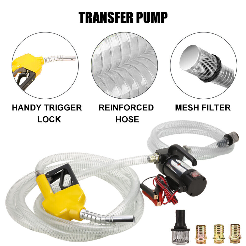 DC 12V Electric Bowser Transfer Pump Extractor Diesel Oil Fuel Auto Car Vehicle