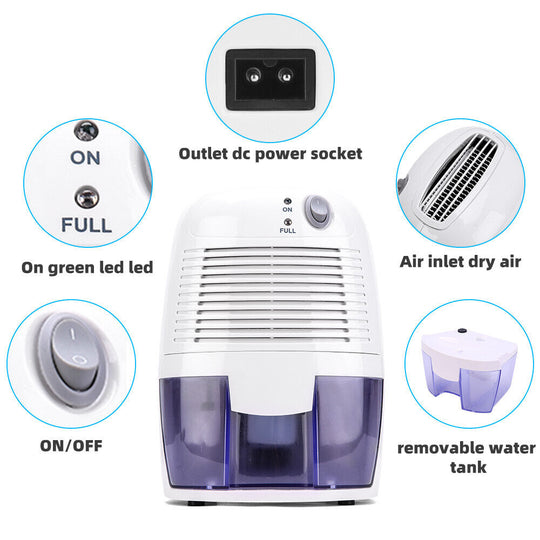 500ML PORTABLE ELECTRIC MINI DEHUMIDIFIER AIR DRYER HOME OFFICE DRYING MOISTURE