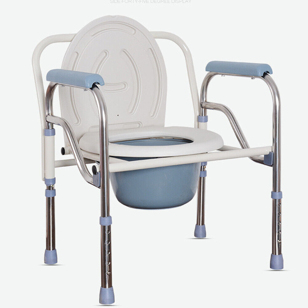 Bedside Bathroom Foldable Commode Toilet Chair Adjustable Shower Stainless