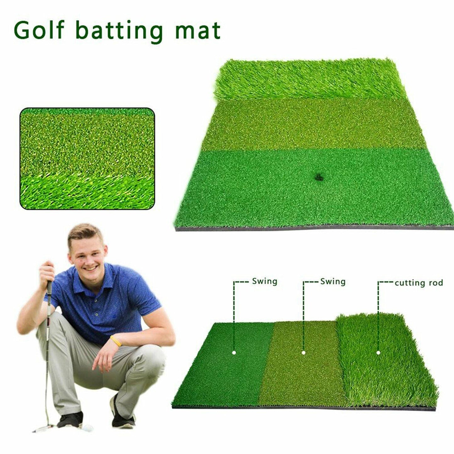 Golf Mat 3-in-1 Practice Mat Outdoor Indoor Training Mat Hitting Mat Driving Pad