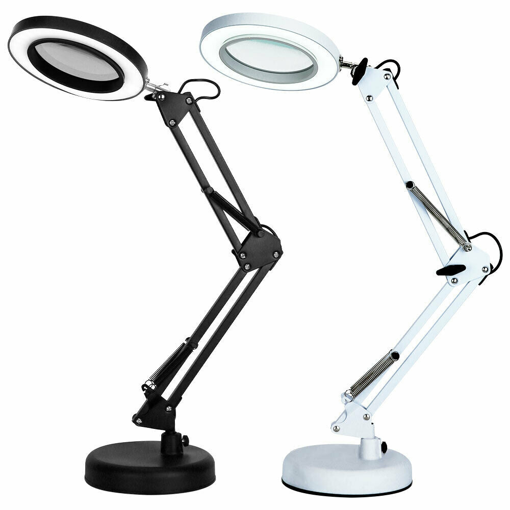 Magnifying Glass with LED Light 5X Magnifier Crafts Reading Desk Stand Lamp USB