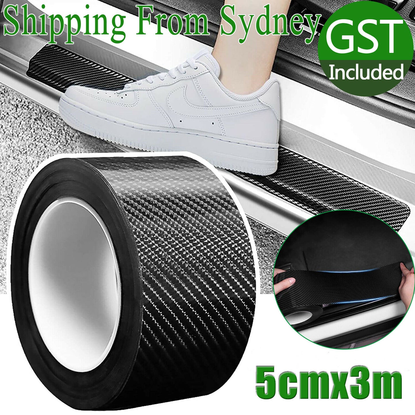 Car Door Sill Protector Edge Sticker Carbon Fiber Rubber DIY Bumper Guard Strip