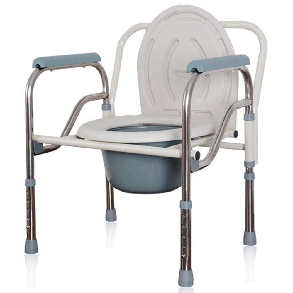 Bedside Bathroom Foldable Commode Toilet Chair Adjustable Shower Stainless