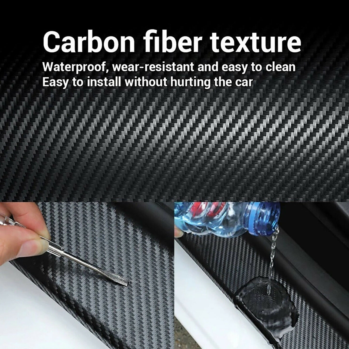 Car Door Sill Protector Edge Sticker Carbon Fiber Rubber DIY Bumper Guard Strip