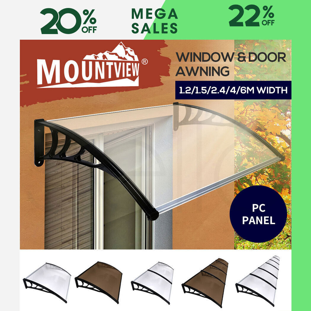 Mountview Window Door Awning Outdoor Canopy Patio Shield Rain Cover 1M X 1.2-6M