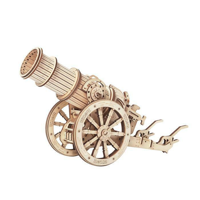 ROKR 3D Wooden Puzzles DIY Building Model Kits-Wheeled Siege Artillery Xmas Gift