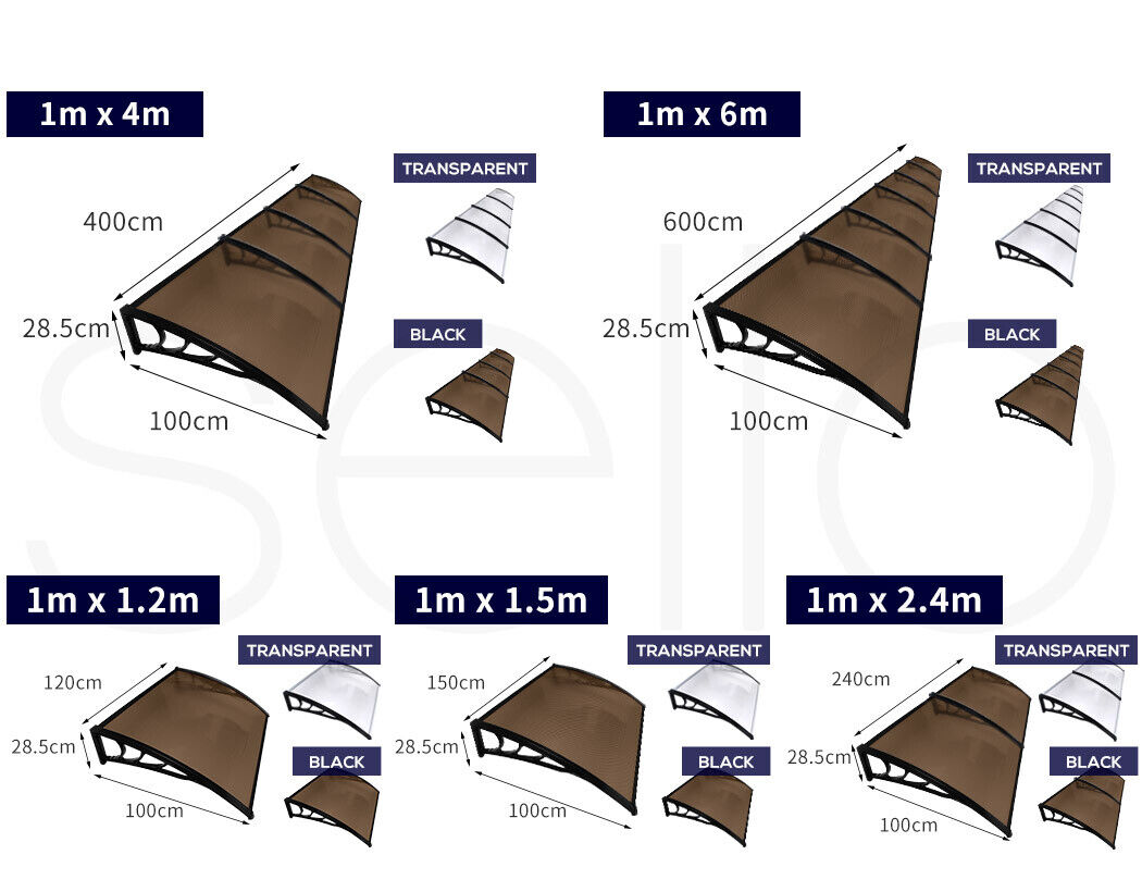 Mountview Window Door Awning Outdoor Canopy Patio Shield Rain Cover 1M X 1.2-6M