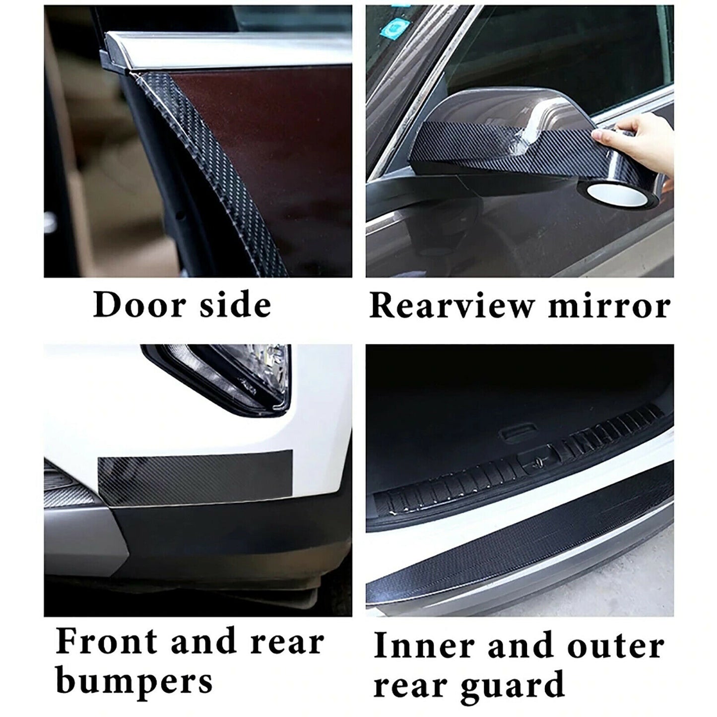 Car Door Sill Protector Edge Sticker Carbon Fiber Rubber DIY Bumper Guard Strip