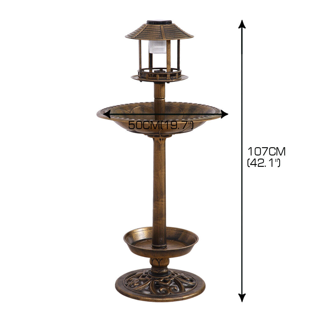 Bird Bath Feeder Feeding Food Station Solar Light Outdoor Garden Summer