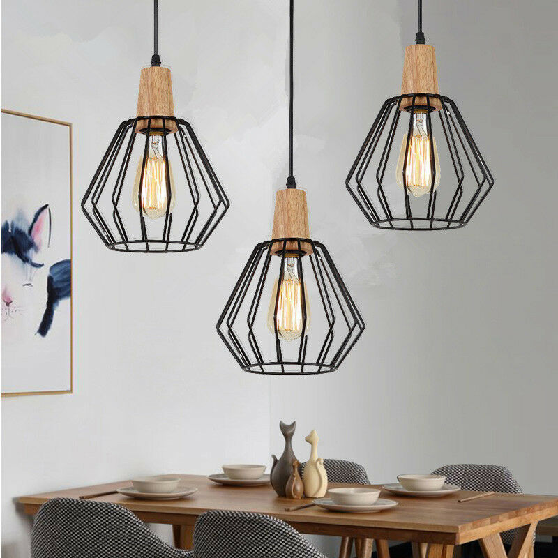 3X Kitchen Pendant Light Home Lamp Room Ceiling Lights Black Chandelier Lighting