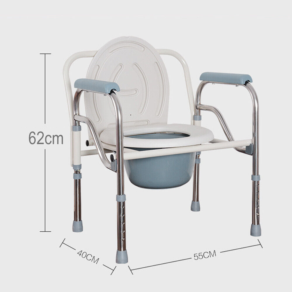 Bedside Bathroom Foldable Commode Toilet Chair Adjustable Shower Stainless