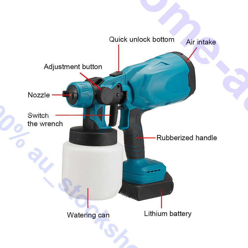 Cordless High Pressure Spray Gun Airless Paint Sprayer For Makita 18V Battery AU