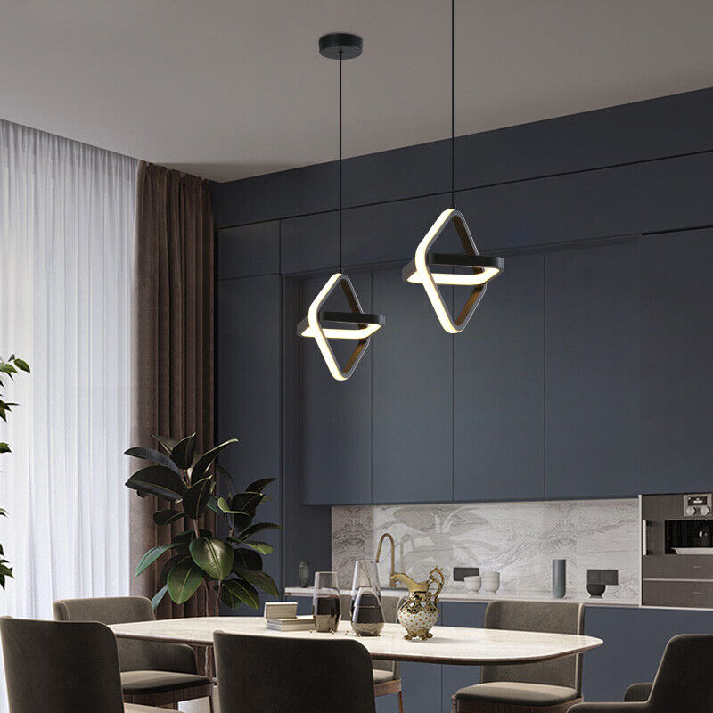 Kitchen Lamp LED Pendant Light Bar Chandelier Lighting Home Black Ceiling Lights