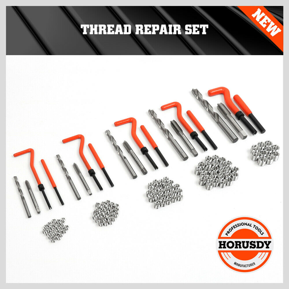 131Pc Thread Repair Kit HSS Drill Helicoil Metric Set Heli Coil Tap Insert Case