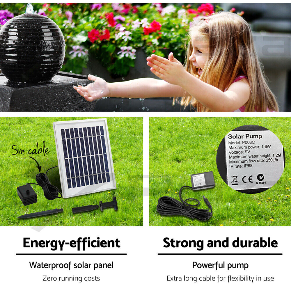 Gardeon Solar Water Fountain Features Pump Garden Bird Bath Outdoor Battery