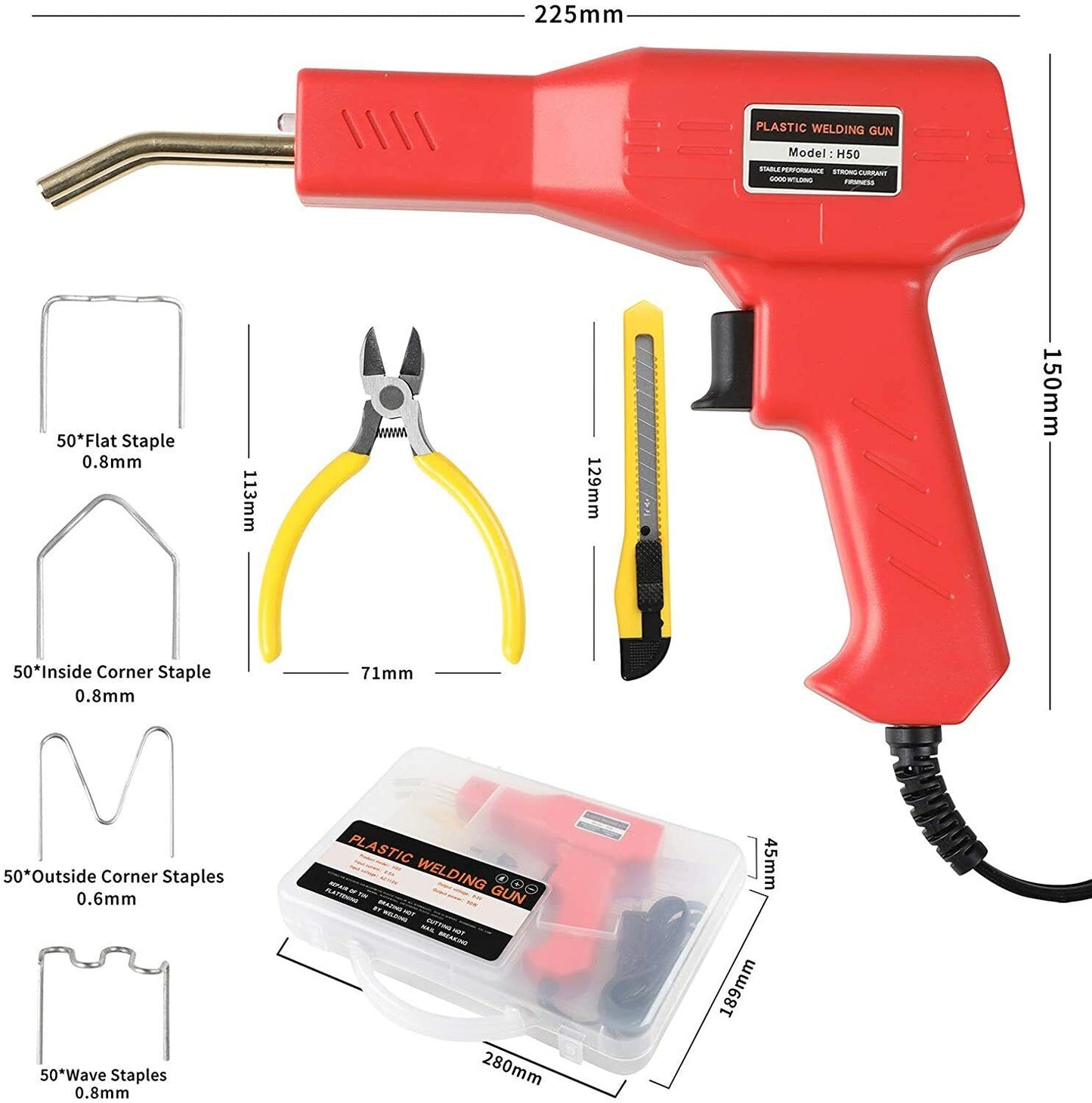 Car Bumper Hot Stapler Machine Handy Plastic Welder Garage Repairing Welding Kit