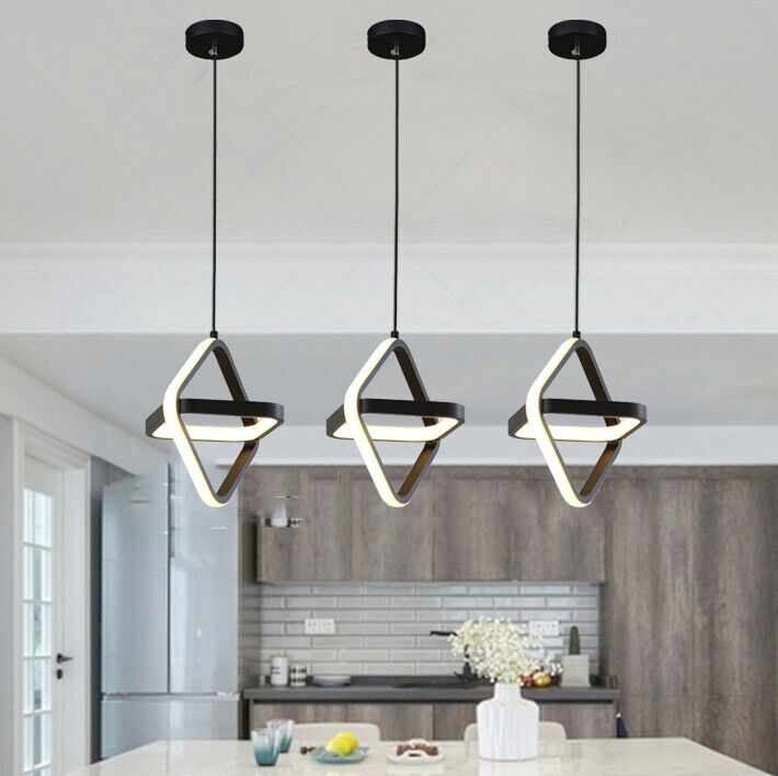 Kitchen Lamp LED Pendant Light Bar Chandelier Lighting Home Black Ceiling Lights