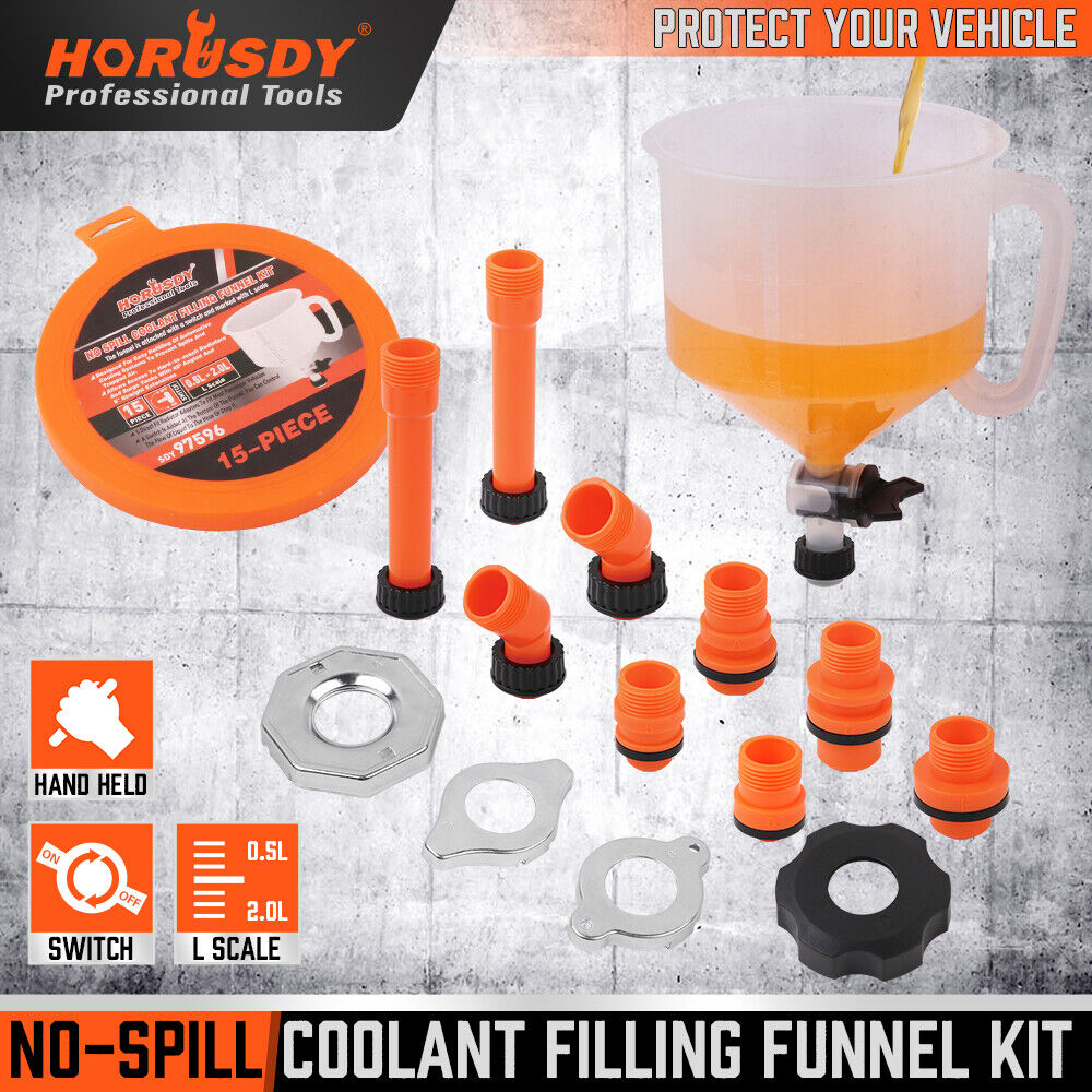 HORUSDY No-Spill Coolant Funnel Kit Car Radiator Refill Bleeder Vehicle Auto