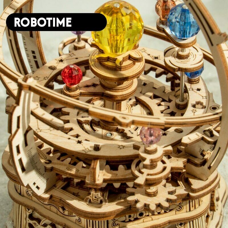 Robotime DIY 3D Starry Night Wooden Puzzle Game Assembly Music Box Toy Gift