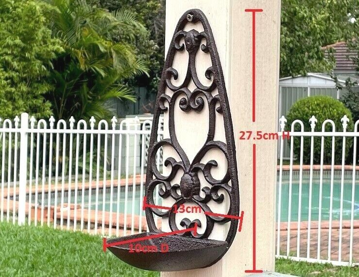 Cast Iron Bird Feeder Garden Home Ornament Rustic Brown 13x27.5cm H