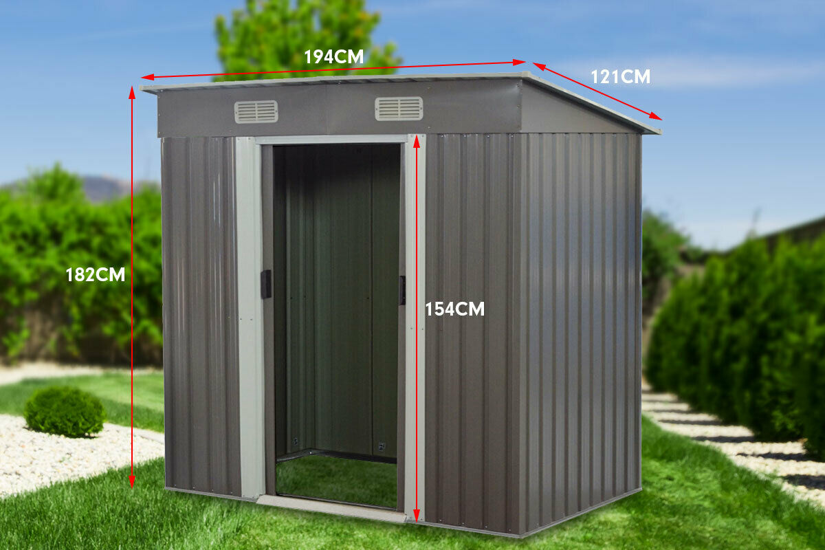 Garden Sheds Tool Storage Outdoor Workshop Shelter Metal Base Flat Spire Roof