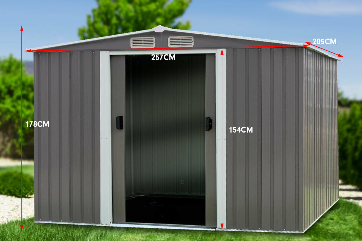 Garden Sheds Tool Storage Outdoor Workshop Shelter Metal Base Flat Spire Roof