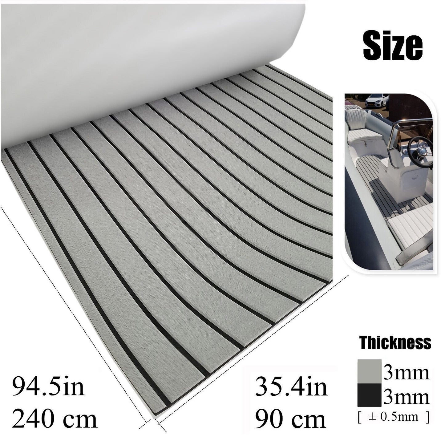 EVA Boat Flooring Marine Teak Decking For Yacht Carpet Light Grey 90×240cm