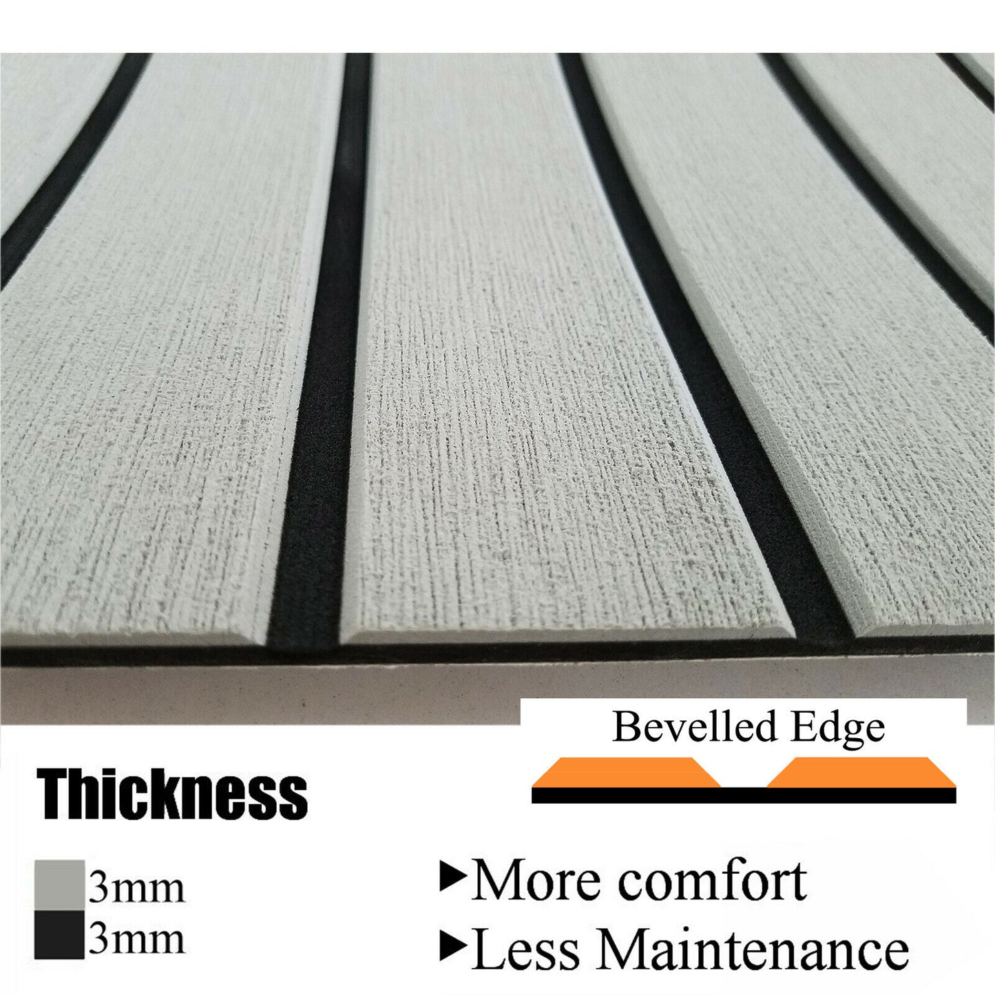 EVA Boat Flooring Marine Teak Decking For Yacht Carpet Light Grey 90×240cm