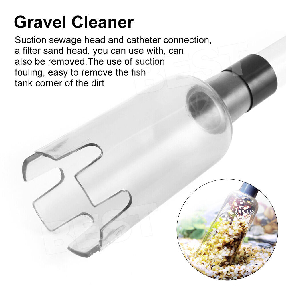 Fish Tank Cleaner Battery Syphon Change Pump Water Filter Aquarium Vacuum Gravel