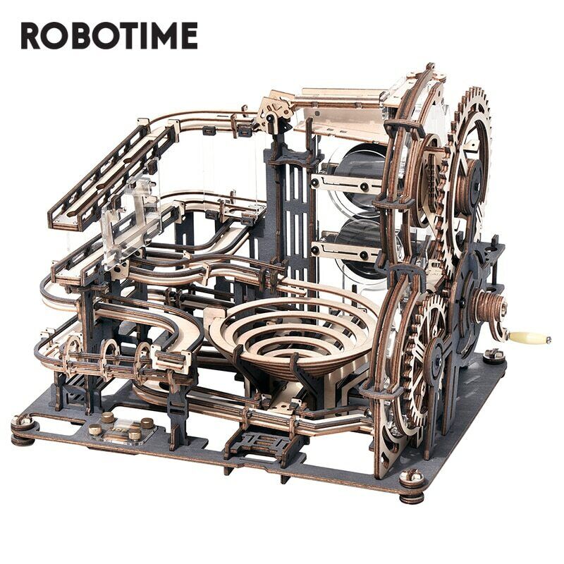 Robotime Marble Night City 3D Wooden Puzzle Games Assembly Waterwheel Model Toys