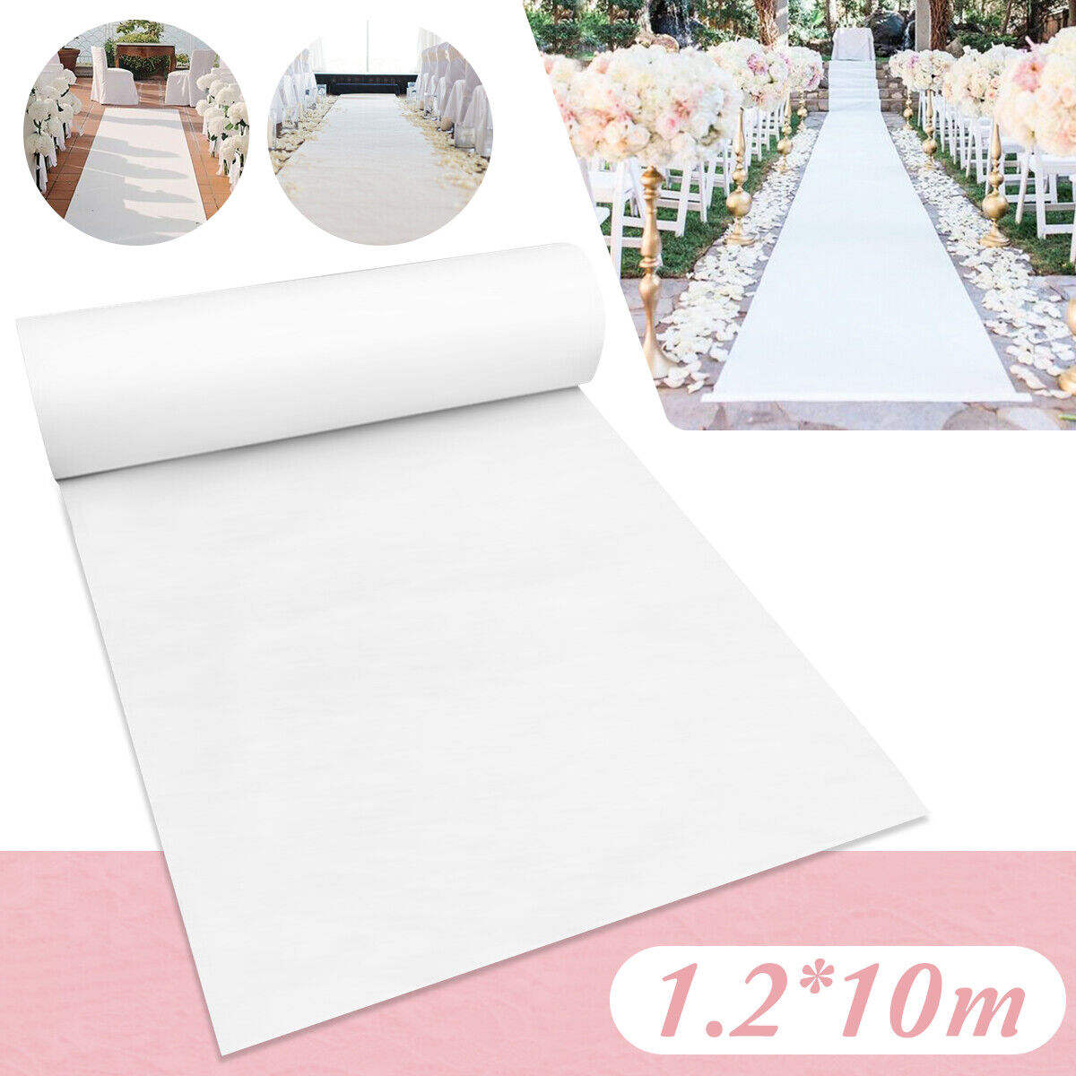 10X1.2M White Carpet Aisle Runner Wedding Party Event Decoration Mats Rugs