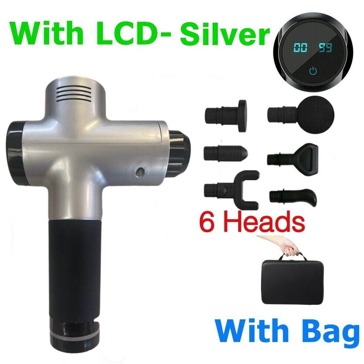 POWERFUL 6 Heads LCD Massage Gun Percussion Vibration Muscle Therapy Deep Tissue