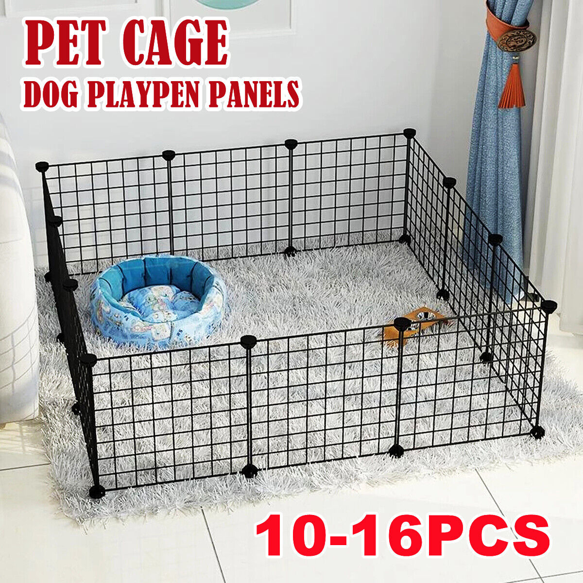 10/12/16PCS Pet Dog Playpen DIY Metal Cage Fence Foldable Enclosure Play Pen AU