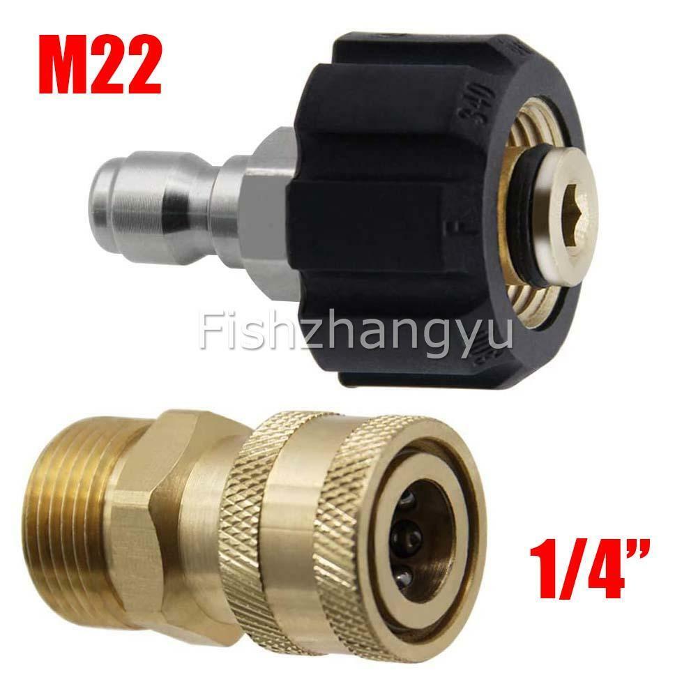 1/4" M22 High Brass Pressure Washer Adapter Set Swivel Quick Connect Kit Outdoor