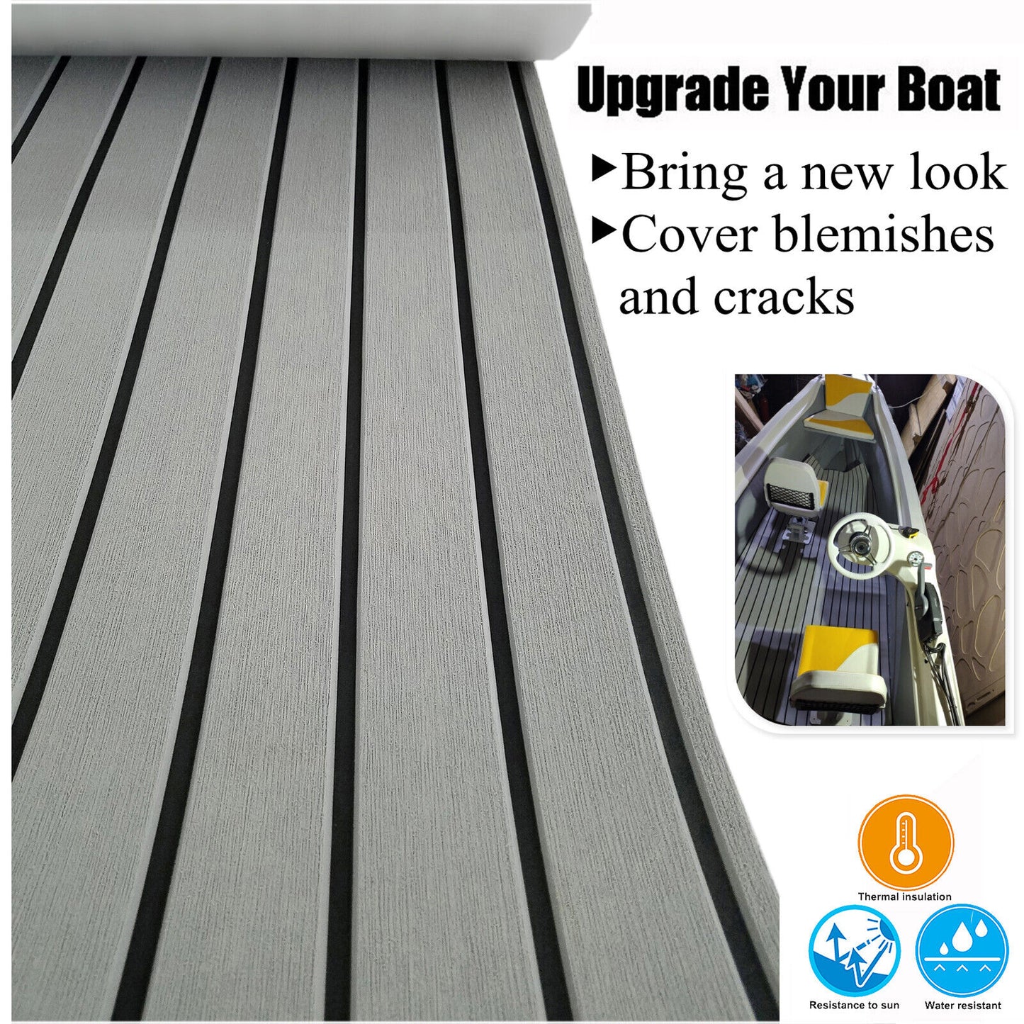 EVA Boat Flooring Marine Teak Decking For Yacht Carpet Light Grey 90×240cm