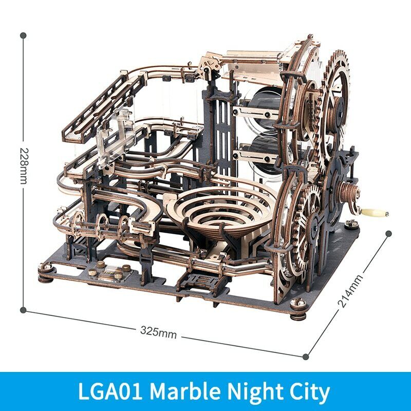 Robotime Marble Night City 3D Wooden Puzzle Games Assembly Waterwheel Model Toys