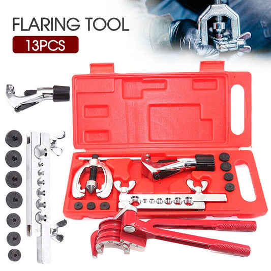 13Pcs Brake Air Line Double Flare Flaring Tool Kit Set + 3 in 1 Tube Pipe Bender