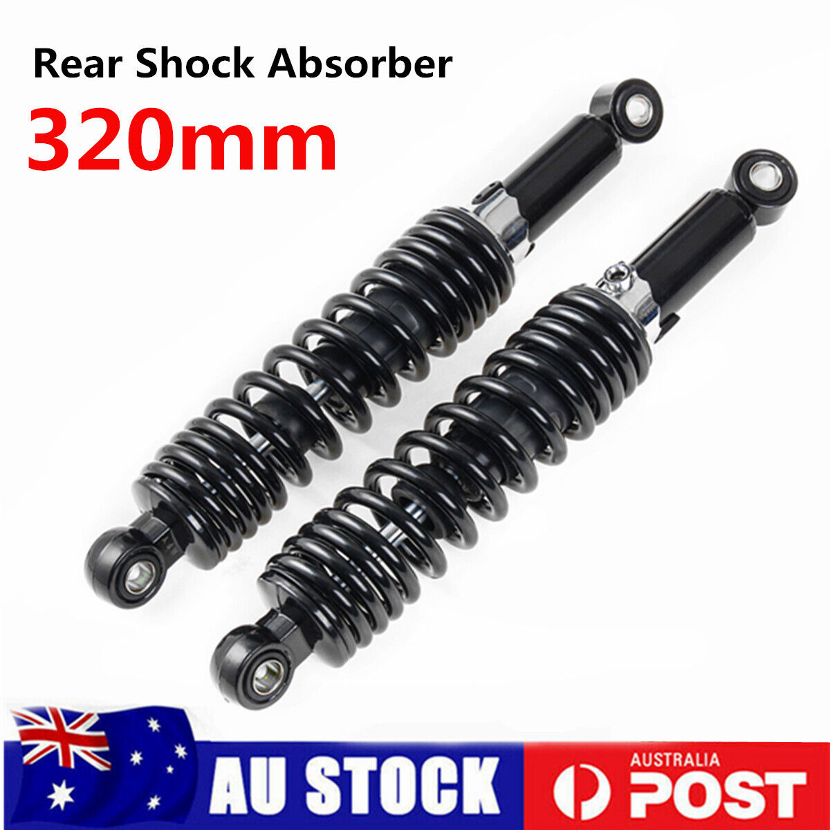 Pair Universal 320MM Motorcycle Rear Shock Absorbers Black For Suzuki Yamaha