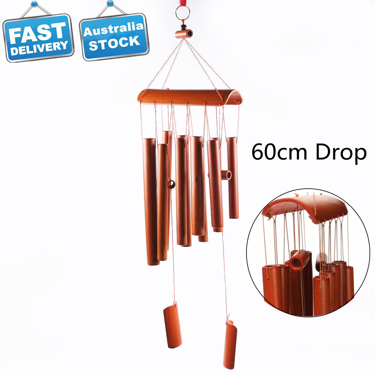 Bamboo Wood Wind Chimes Tubes Outdoor-Bells Garden Decoration 60CM Drop