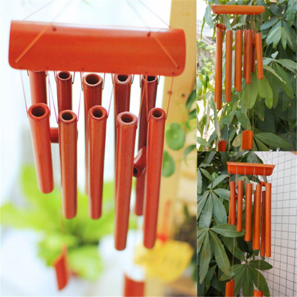 Bamboo Wood Wind Chimes Tubes Outdoor-Bells Garden Decoration 60CM Drop